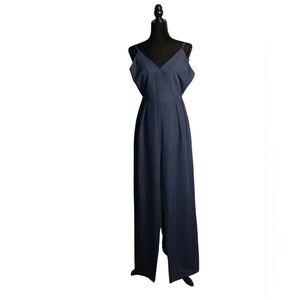 Women's Navy Blue Pants Jumpsuit With Adjustable Straps. (Size M)
